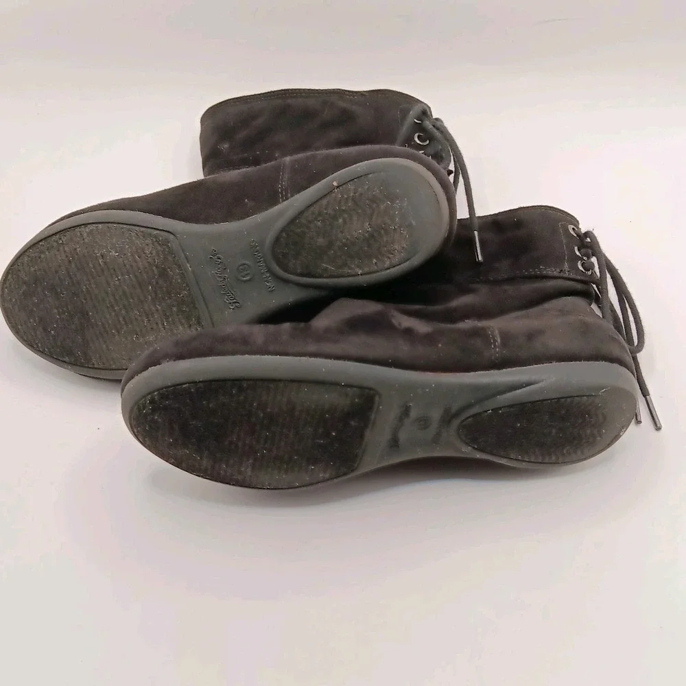 Faded Glory Girls‎ Black Faux Suede Ankle Boots Back Tie US 13 Kids Cute